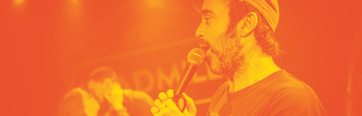A person holding a microphone