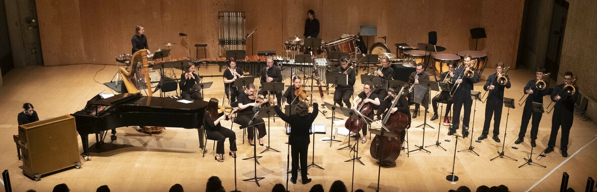 The Britten Pears Contemporary Ensemble on stage wearing black
