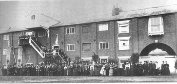An old black and white picture of Snape Maltings