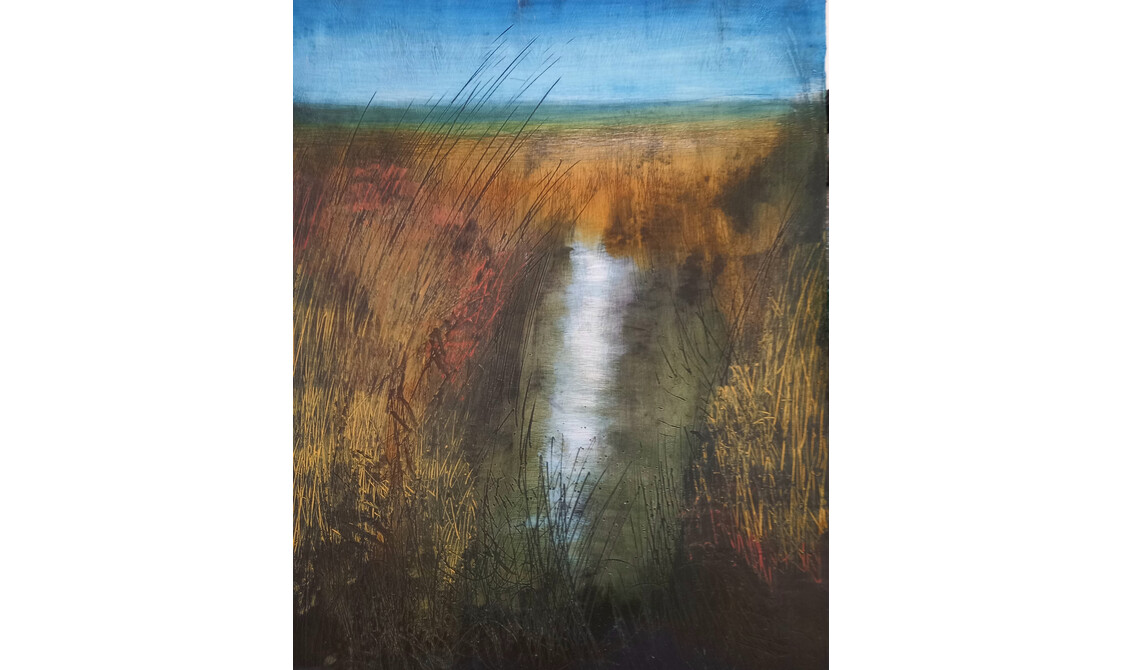 A painting of a reedbed, by Tessa Frampton